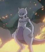 Mewtwo stands among the wreckage of the lab
